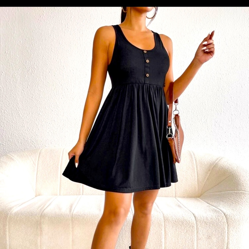 Button front A-line dress